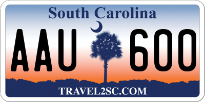 SC license plate AAU600