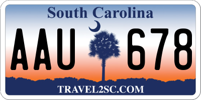 SC license plate AAU678