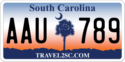 SC license plate AAU789