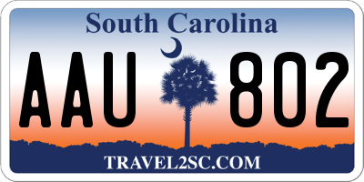 SC license plate AAU802