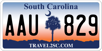 SC license plate AAU829