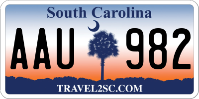 SC license plate AAU982