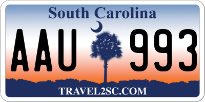 SC license plate AAU993