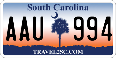 SC license plate AAU994