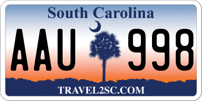 SC license plate AAU998