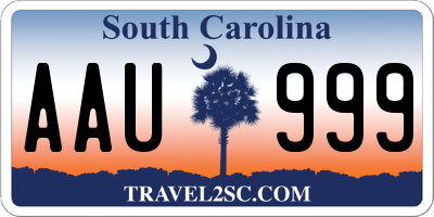 SC license plate AAU999