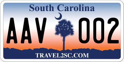 SC license plate AAV002
