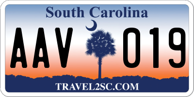 SC license plate AAV019