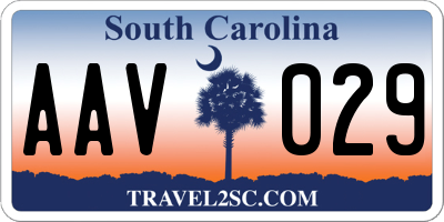 SC license plate AAV029