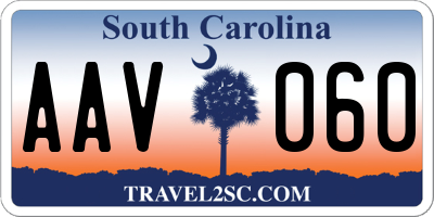 SC license plate AAV060