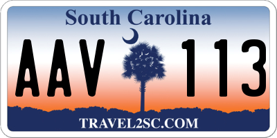 SC license plate AAV113