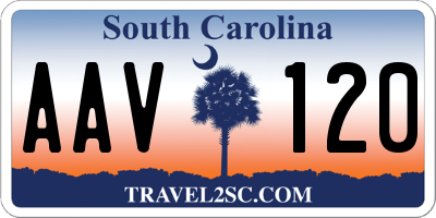 SC license plate AAV120