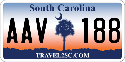 SC license plate AAV188