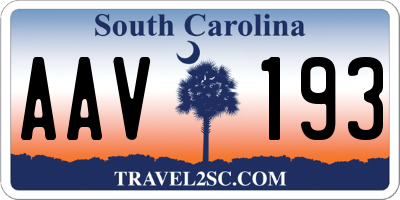 SC license plate AAV193