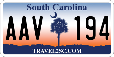 SC license plate AAV194