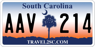 SC license plate AAV214