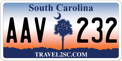 SC license plate AAV232