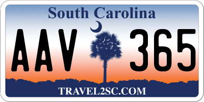 SC license plate AAV365