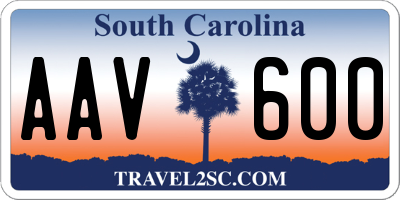 SC license plate AAV600