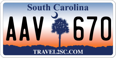 SC license plate AAV670