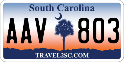 SC license plate AAV803