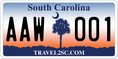 SC license plate AAW001