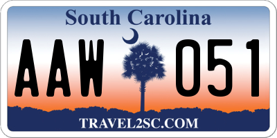 SC license plate AAW051