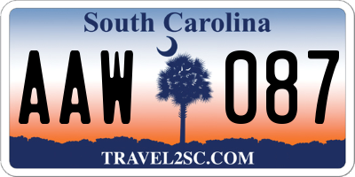 SC license plate AAW087