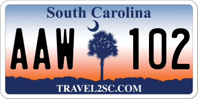 SC license plate AAW102
