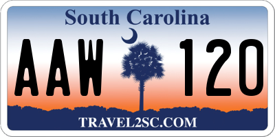 SC license plate AAW120