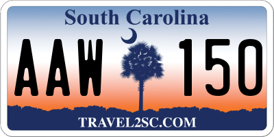 SC license plate AAW150