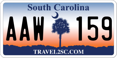 SC license plate AAW159