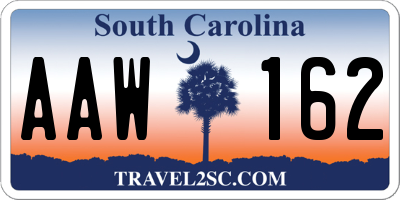 SC license plate AAW162