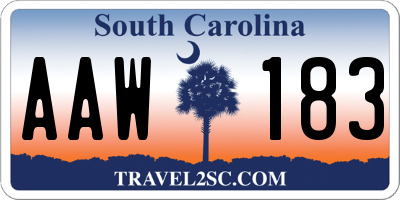 SC license plate AAW183