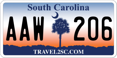 SC license plate AAW206