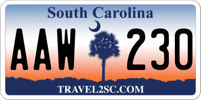 SC license plate AAW230