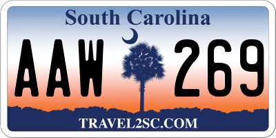 SC license plate AAW269