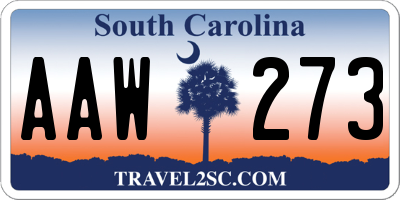 SC license plate AAW273