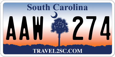 SC license plate AAW274