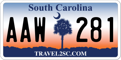 SC license plate AAW281