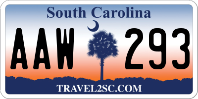 SC license plate AAW293