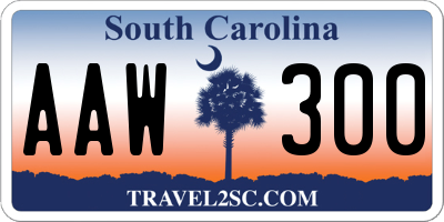 SC license plate AAW300