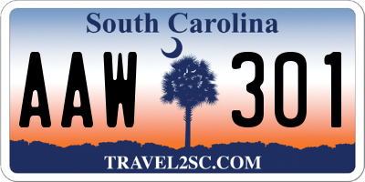 SC license plate AAW301