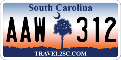 SC license plate AAW312