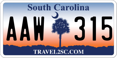 SC license plate AAW315