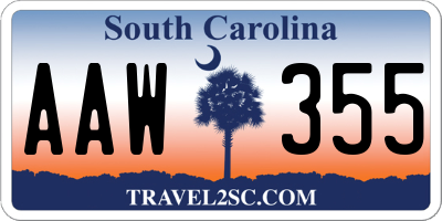 SC license plate AAW355