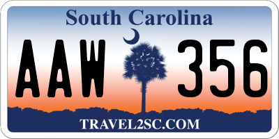 SC license plate AAW356