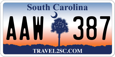 SC license plate AAW387