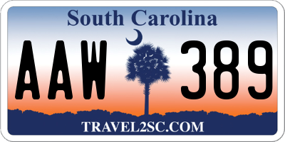 SC license plate AAW389