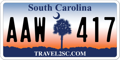 SC license plate AAW417